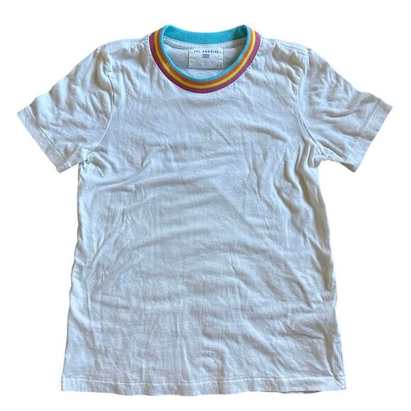 Women’s Sol Angeles White Crewneck Rainbow Tee T-Shirt Top Size XS - Picture 1 of 4
